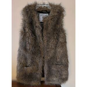 Pepe Jeans London Faux Fur Vest S Vintage 90s Wolf Look Skin Style Lined Pockets